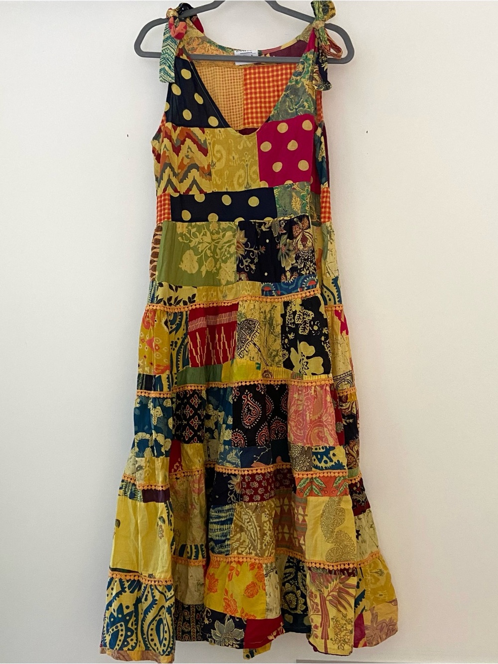 Bohera Patchwork Tiered Dress Size Small Hippie Festival Boho Colorful Vibrant